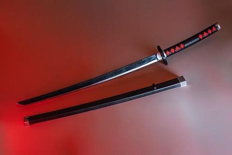 tanjiro katana demone assassino canonico modello 3d stampa spada arma samurai giapponese amabile kimetsu yaiba arte scansioni repliche 3d print model - Mito3D