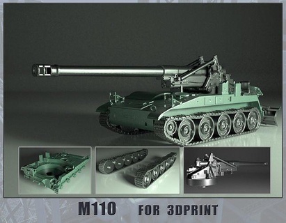 tank m110 howitzer 3dprint military vehicle army bank war industrial game print gun games toys battle armored ww2 armor weapon 3d print model - Mito3D