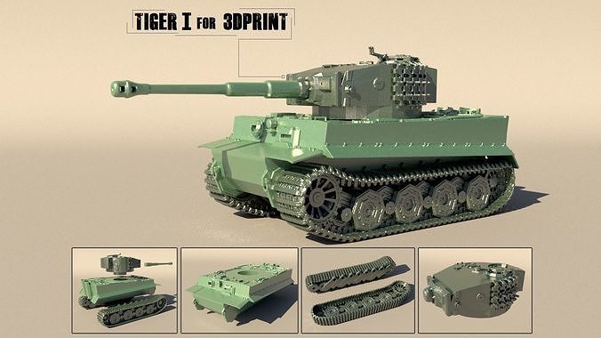 panzer tiger 3dprint drucken militär fahrzeug krieg armee bank industriell waffe spiel rüstung ww2 gepanzert schlacht spiele roboter miniaturen spielzeuge 3D print model - Mito3D