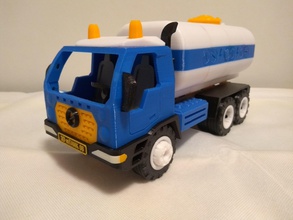 tanque caminhão brinquedo longo totalmente imprimível montagem experiência veículo carro mecânico jogos diyproject fully3dprintable playmobilguycompatible brinquedos suporte noglue impressora cor crianças 3d print model - Mito3D