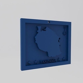 Tanzanya harita 3d Yazdır model Afrika 3dprint figürinler minyatürler duvar dekor Ulusal anahtar Zincir Sanat plastik geometrik yazdırılabilir 3dprinting ülke dünya ev 3d print model - Mito3D