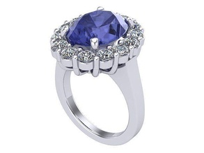 tanzanite halo ring diamond golden silver jewelry rings 3d print model - Mito3D
