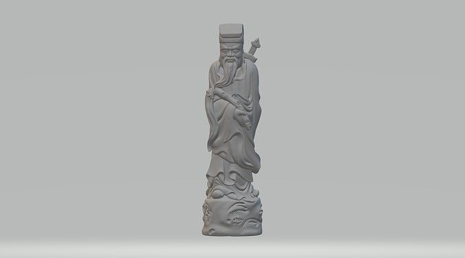 taoist priest 3d model cnc sculpture statue meditation buddhism printable deity god religion 3dsmax zbrush abstract art scripts modelling miniatures figurines sculptures 3D print model - Mito3D