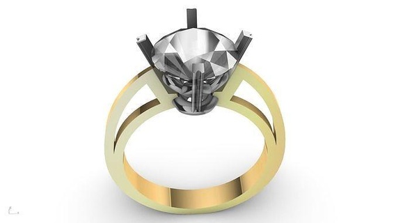 tapered shank solitaire ring stl verified jewellery jewelry printable diamond fashion prototyping 3d cad stylish design trendy charm signet designer statement lightweight text engagement wedding 3d print model - Mito3D