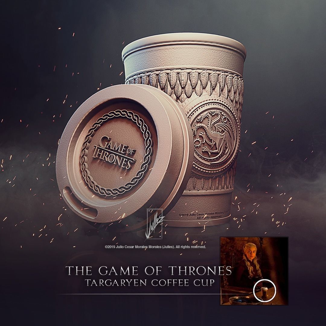 targaryen coffee cup game of thrones gameofthrones targaryenhouse coffecup collectible knight shield crusader warrior armour houseware art sculptures kingdom 3D print model - Mito3D