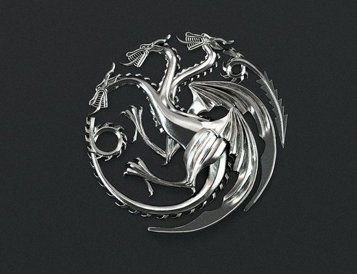 targaryen house game of thrones 3d print ready gameofthrones songoficeandfire pendant necklace jewellery jewelry wall bran arya jonsnow 3dprint model dragons pendants 3d print model - Mito3D