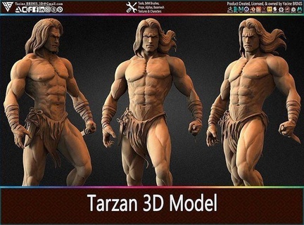 Tarzán 3d modelo personaje dibujos animados selva animales hombre mamífero juego África coleccionable colección impresión sabana juegos juguetes 3d print model - Mito3D
