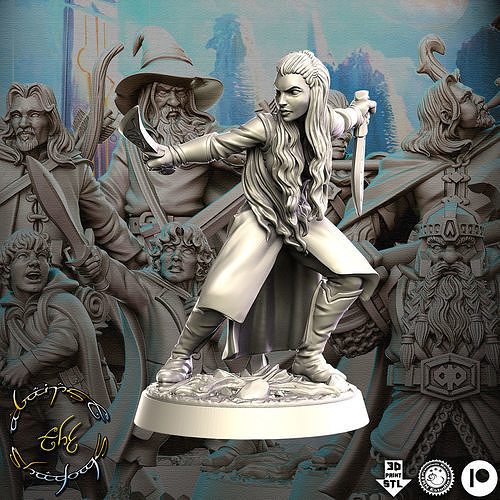 tauriel hobbit seigneur of anneaux lotr 32mm pre supported camaraderie tolkien gimli frodon gandalf milieu terre legolas aragorn miniatures figurines 3d impression dnd héroïque donjon jeux jouets planche 3D print model - Mito3D