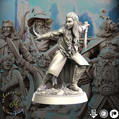 tauriel hobbit lord of rings lotr 32mm pre-supported fellowship tolkien gimli frodo gandalf middle earth legolas aragorn miniatures figurines 3d print dnd heroquest dungeon games toys board 3d print model - Mito3D