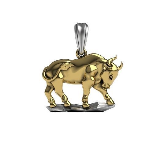 taurus pendant jewelry bull diamond zodiac sterling horoscope cow astrological sign cows buffalo gold pendants necklace 3D print model - Mito3D