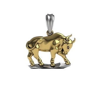 Stier Anhänger Schmuck Diamant Tierkreis Sterling Horoskop Kuh astrologisch Zeichen Kühe Büffel Gold Halskette 3d print model - Mito3D