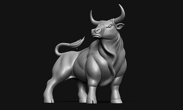 taurus printable ox bull cow horn angry posed stock market share trading bullish sculpt body quadruped beast wild buffalo statue sculpture figure art sculptures 3d print model - Mito3D
