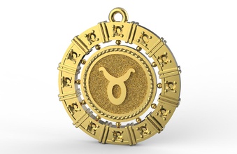Stier Sternzeichen-Anhänger Schmuck bedruckbar ist gold Silber Anhänger zodiac symbol taurus 3d druckbar cnc kostbar Mode Schönheit Mode-Schönheit - 3d print model - Mito3D