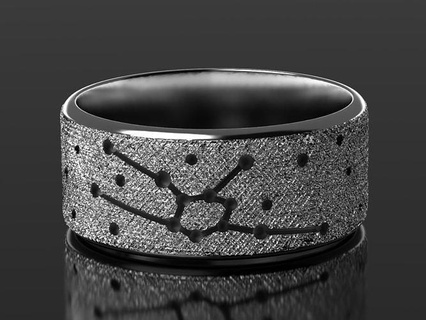 Toro zodiaco costellazione anelli gioiello struttura acciaio argento oro sterlina natura design arte 3dprinted modello 3d Stampa stampa prototipazione gioielleria 3d print model - Mito3D