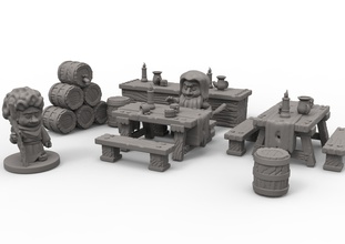 tavern süslemeleri oyun-oyuncak dekorasyon Minyatürler boardgames arazilerde aksesuarlar fantezi oyunlar oyuncaklar oyuncak oyunları Yönetim Kurulu tahta 3d print model - Mito3D