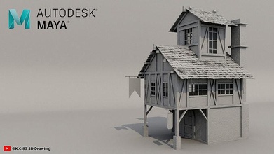 taverne maison bois stylisée autodeskmaya peintre substance design extérieur bâtiment architecture air bar art scans répliques 3d print model - Mito3D