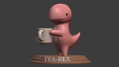 tea rex figura chá dinossauro copo miniatura 3d 3dprinting stl 3dmodel admirador arte diversão estátua jogos brinquedos 3d print model - Mito3D