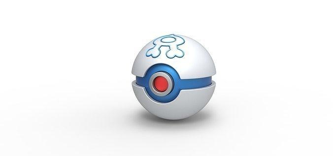 equipo agua pelota pokebola pokemon concepto envase anime juguete impresión imprimible aquaball equipoaqua pasatiempo bricolaje diy 3d print model - Mito3D