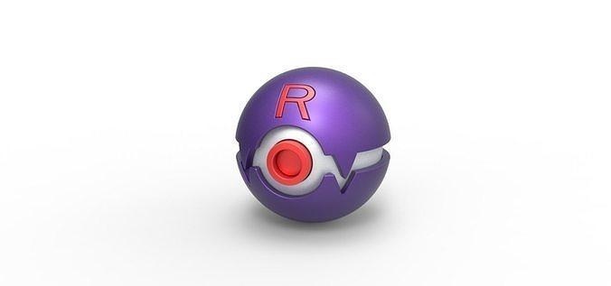 equipo cohete pelota viajes pokebola pokemon concepto envase anime juguete impresión imprimible equiporocketball Equipo Rocket pasatiempo bricolaje diy 3d print model - Mito3D