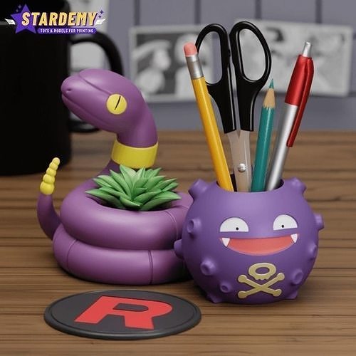 equipo cohete oficina conjunto koffing ekans anime friki pokemon James veneno decoración mesa escritorio 3dprint casa 3D print model - Mito3D