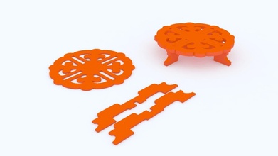 teapoy mesa rompecabezas 3d modelo arte solución retro símbolo tecnología geométrico forma conexión deco conector pasatiempo bricolaje diy mano herramientas 3d print model - Mito3D