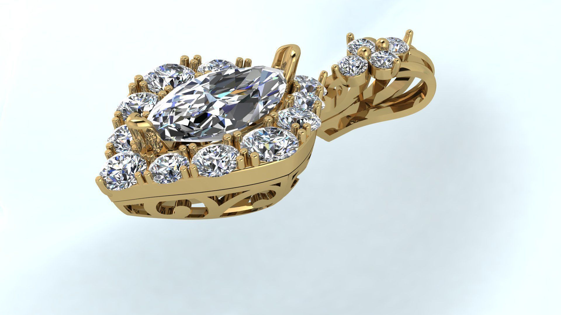 tear pendant diamond jewelry marquise nice beauty pendants 3D print model - Mito3D