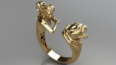 panther woman ring beauty classic men gold silver printable white gem beautiful print design spa protection panter animal jewelry rings 3d print model - Mito3D