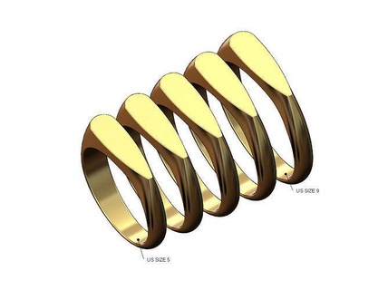teardrop signet ring us sizes 5to9 round rounded engravable band jewelry printable gold silver jewellery fashion luxury sterling engraving initals rings 3d print model - Mito3D