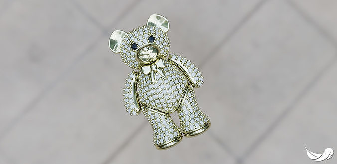teddy bear jewelry diamond jewerly 3D print model - Mito3D