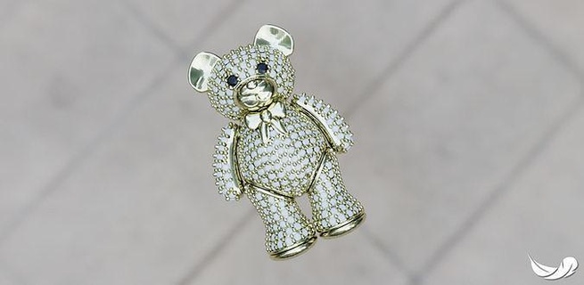 teddy bear jewelry diamond jewerly 3d print model - Mito3D