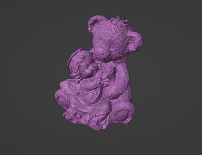 osito peluche oso niño juguete bebé personaje lindo dibujos animados Arte felpa pelaje suave jugar niños animal esculturas 3d print model - Mito3D