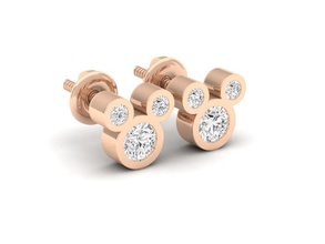nounours ours diamant boucles d'oreilles femme bijoux or argent mode brillant conception imprimable bijou bébé 3d print model - Mito3D