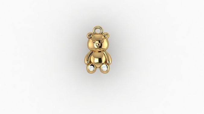 Teddy Anhänger leuchtenden Gold Schmuck Reflexion Luxus Liebe Silber scheinen Juwel Brechung 3D print model - Mito3D