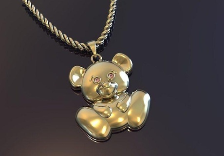 tedy bear pendant gold gem jewelry bear pendant children precious printable luxury animal diamant jewelry pendant tedy teddy tedy bear toy art teddy bear doll fantasy character pendants  3d print model - Mito3D