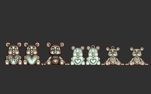 perciò orso pendente gioielleria ciondoli stampabile collana Orsacchiotto arte scultura gioiello animali carina animale giocattolo orsacchiotto 3d print model - Mito3D