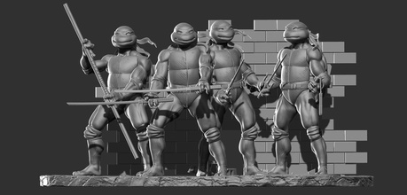 ergen mutant ninja kaplumbağalar tmnt diyorama donaltello raphael mikey sanat heykeller 3d print model - Mito3D