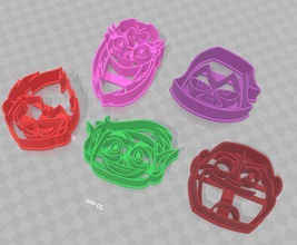 teens titans go 5 piece set of cookie cutters cortantes teen kit cyborg starfire ravens beastboy robin crackers galletas galletitas house kitchen dining 3d print model - Mito3D