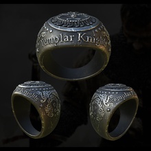 templar knights ring brass antique old steel male female 3dprinting jewel jewelry silver gold metal art design rings 3d print model - Mito3D