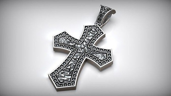templar maltese diamond cross engraving floral pattern knight armor gravestone medieval gems luxury baroque ornament j3ds cnc milling jewelry making ornamental pendants 3d print model - Mito3D