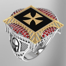 008 templer ring ritter schwert mittelalterlich schild schmuck ringe 3d print model - Mito3D