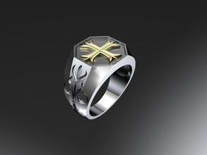 templar signet ring mens gold jewellery printable jewelry rings 3d print model - Mito3D