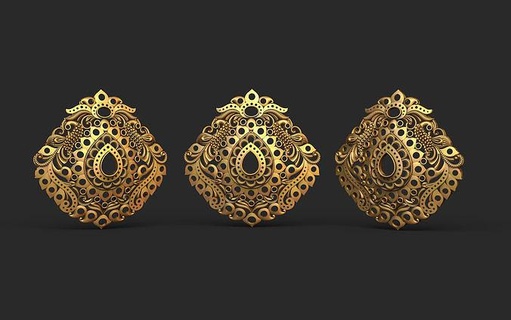 temple jewelery 002 god hindu jadu polki templejewelery peacock diamonds indian shivji govind krishna dev gods traditional cultural kundan meena india ancient jewelry pendants 3d print model - Mito3D