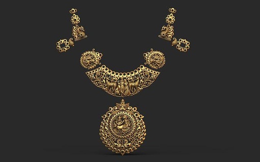 temple jewelery 009 krishna ji radha god hindu jadu polki templejewelery peacock diamonds indian shivji govind dev gods traditional cultural kundan meena india ancient jewelry 3d print model - Mito3D