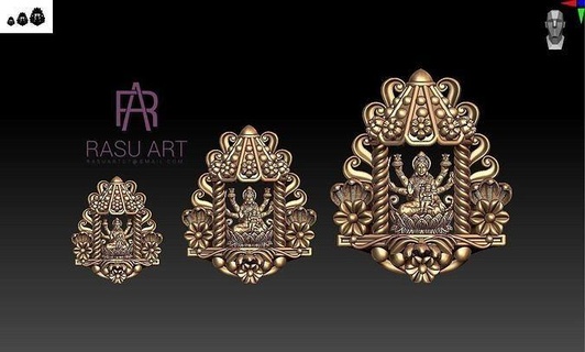 temple bijoux 3 tailles Dieu idole sculpture Indien argent or imprimable Murti bagwan hindou personnage Collier Bhagwan pendentifs laxmi Seigneur Sud 3d print model - Mito3D