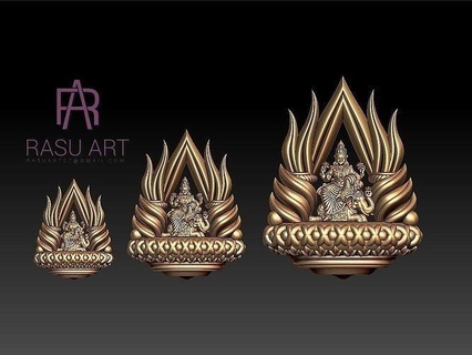 temple jewellery 3 sizes murti jewelry gold jewellery god multi indian silver design pendant idol bagwan character pendants sculpture 3dprinting ring  3d print model - Mito3D