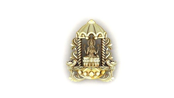 temple panden 3d plain gold art sculptures traditional jewelry pendants 3d print model - Mito3D