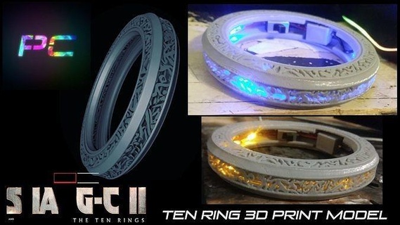 Ringe Film genau LED kompatibel 3d drucken Modell 10 Wunder Stütze shang Chi wenwu mcu Drachen sci fi Superheld Charakter Ring Außerirdischer druckbar Kunst scannt Repliken 3d print model - Mito3D