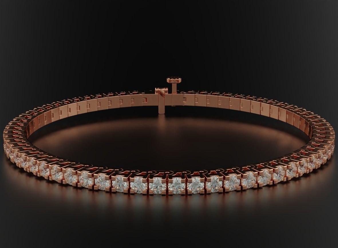 tennis braccialetto diamanti 558 3dprinted design moda oro d'oro gioiello gioielleria stampa stampabile prototipazione argento braccialetti 3D print model - Mito3D