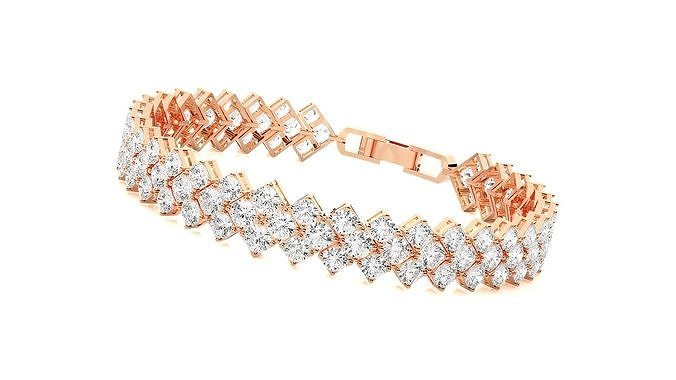 tennis bracelet haute bijoux 3dm stl rend détails chaîne lourd unisexe diamant imprimable bijou mariage luxe bracelets cubain italien 3D print model - Mito3D