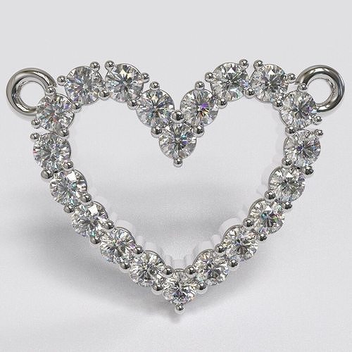 tennis heart pendant 3d jewelry jewellery hearts pendants cgi printable diamond diamonds 3D print model - Mito3D